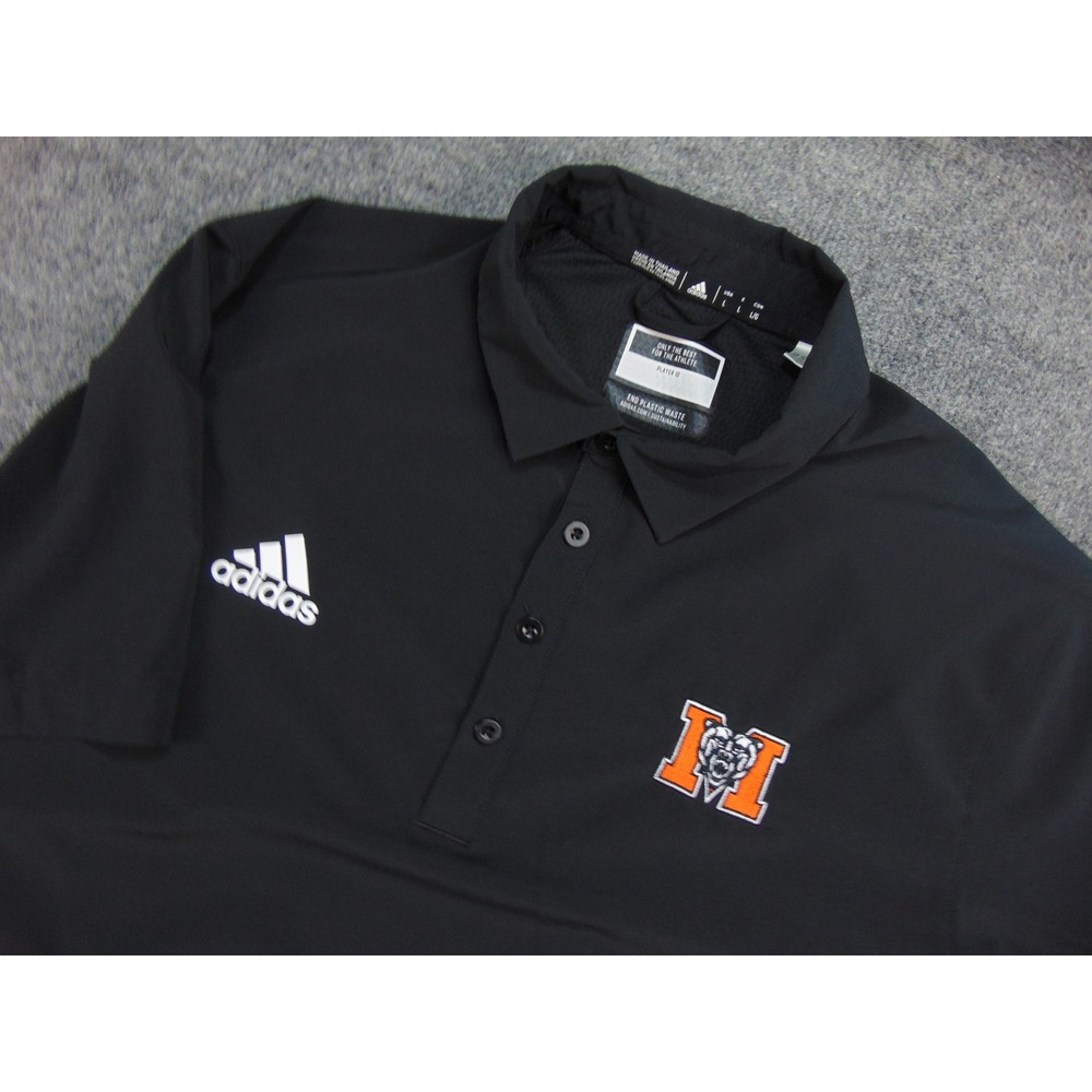 Adidas Mercer University Bears Polo Mens Large Black Solid Short Sleeve Sporty
